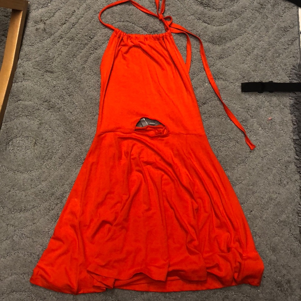 Halter dress with cutout